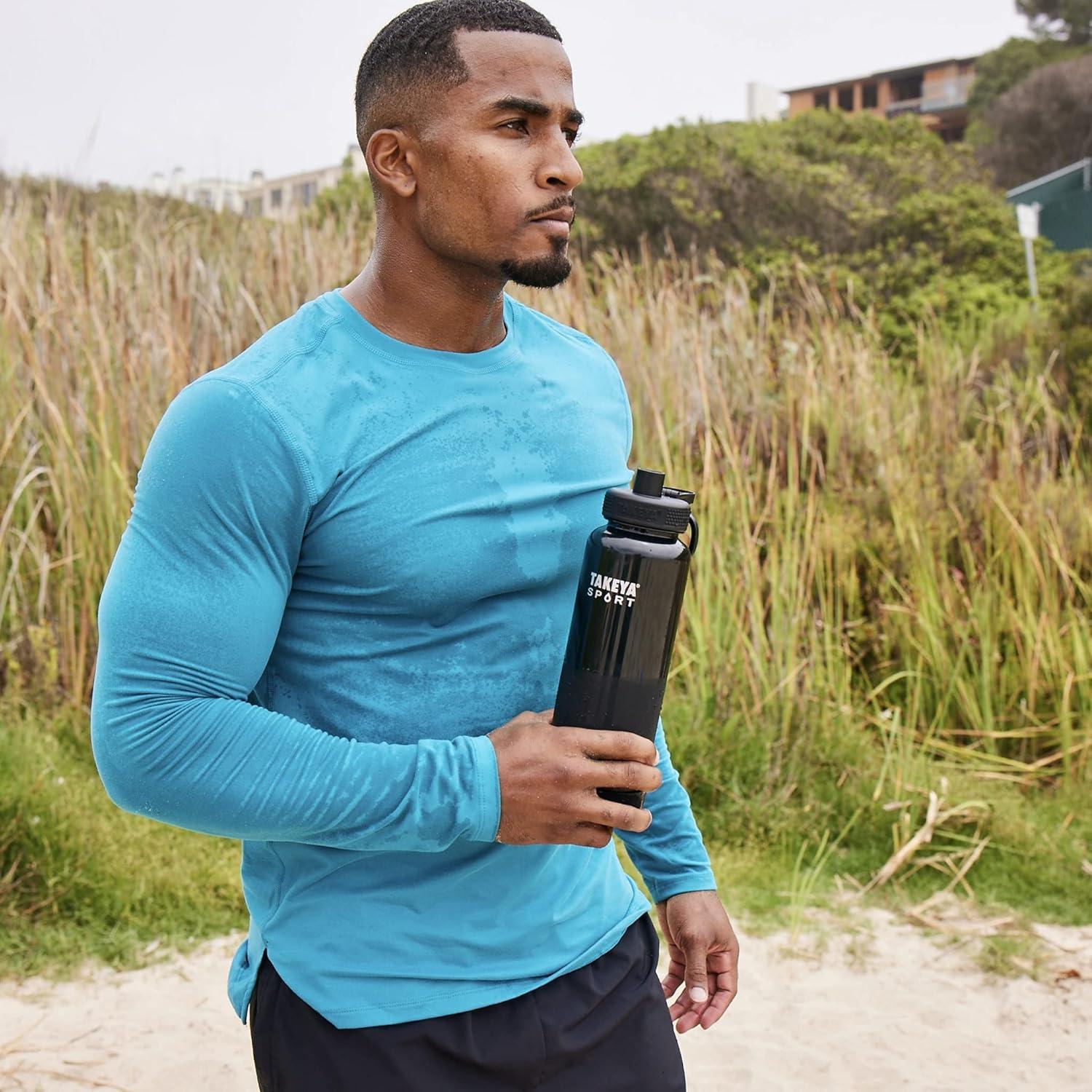 imageTakeya Tritan Sport Water Bottle with Spout Lid BPAFree ampamp DishwasherSafe Water Bottle Reusable Bottle with Lid Handle Simple LeakProof Water Bottle 32 oz Pink SweepGrand Slam Black