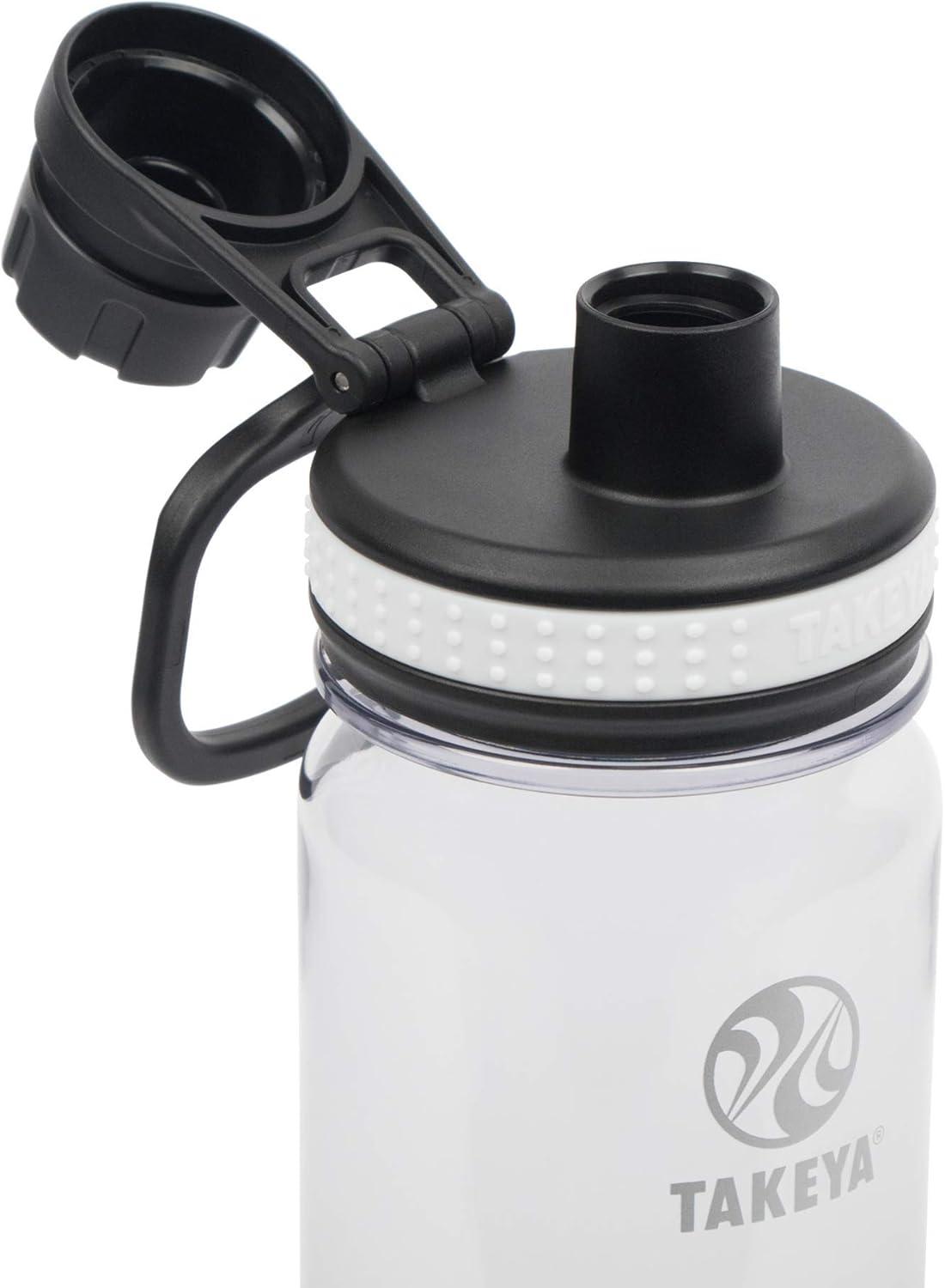 imageTakeya Tritan Sport Water Bottle with Spout Lid BPAFree ampamp DishwasherSafe Water Bottle Reusable Bottle with Lid Handle Simple LeakProof Water Bottle 40 oz Flutter PinkClear