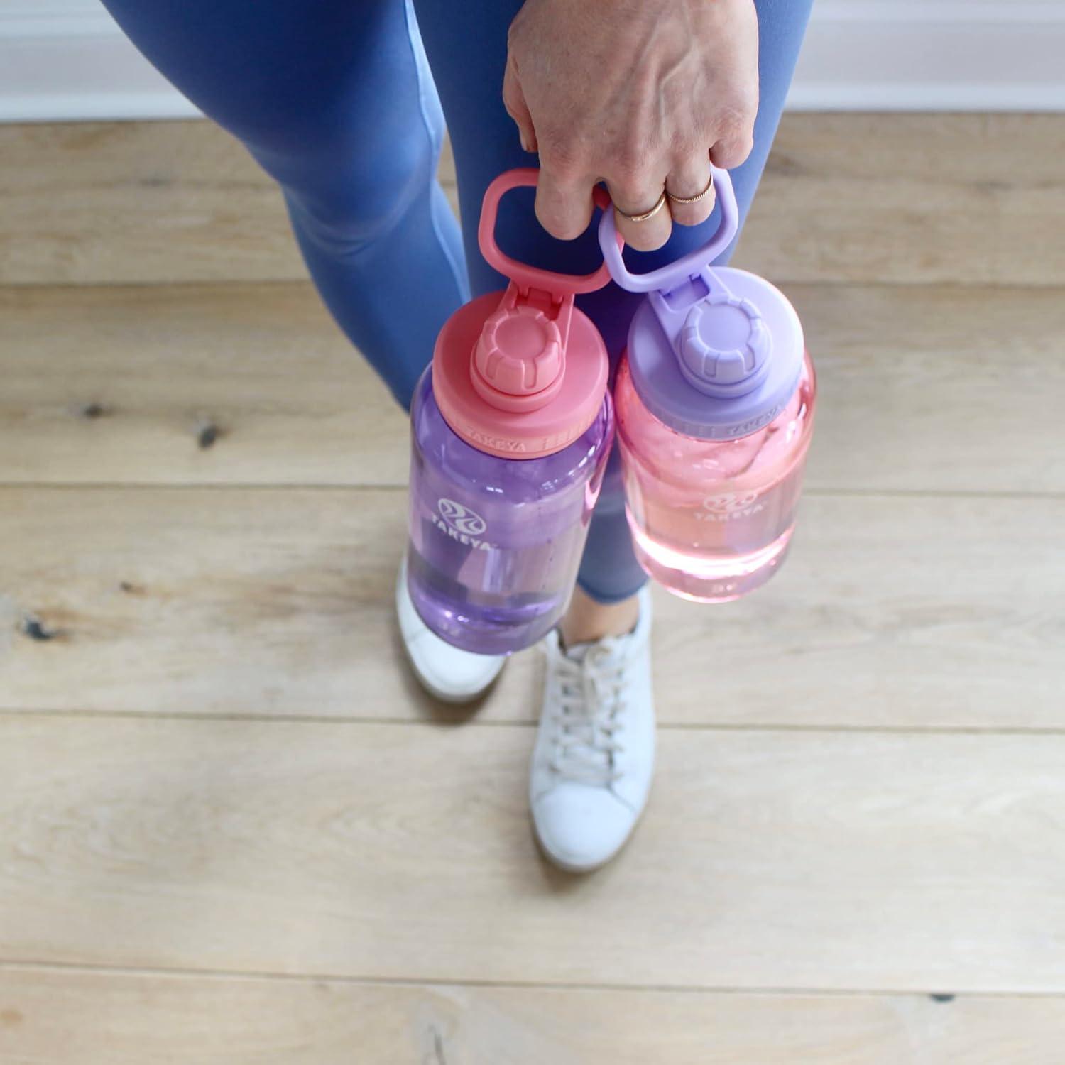 imageTakeya Tritan Sport Water Bottle with Spout Lid BPAFree ampamp DishwasherSafe Water Bottle Reusable Bottle with Lid Handle Simple LeakProof Water Bottle 40 oz Flutter PinkFlutter Pink