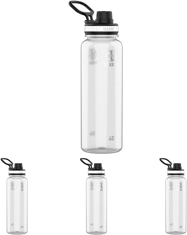 imageTakeya Tritan Sport Water Bottle with Spout Lid BPAFree ampamp DishwasherSafe Water Bottle Reusable Bottle with Lid Handle Simple LeakProof Water Bottle 40 oz Flutter PinkClear