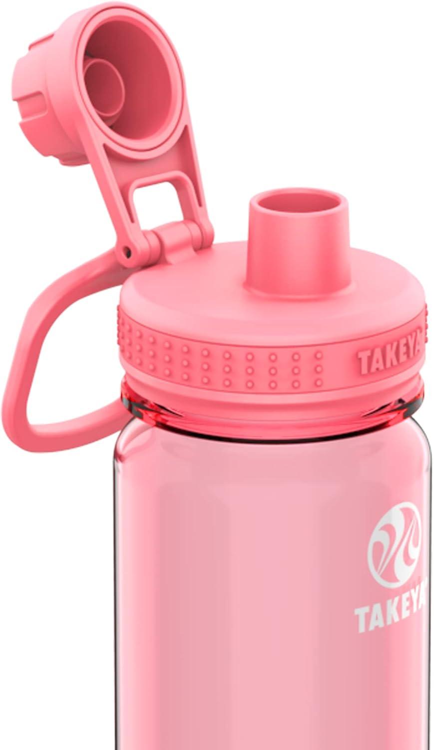 imageTakeya Tritan Sport Water Bottle with Spout Lid BPAFree ampamp DishwasherSafe Water Bottle Reusable Bottle with Lid Handle Simple LeakProof Water Bottle 40 oz Flutter PinkFlutter Pink