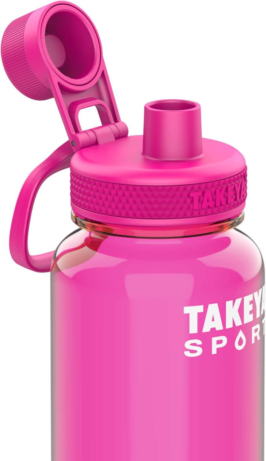 imageTakeya Tritan Sport Water Bottle with Spout Lid BPAFree ampamp DishwasherSafe Water Bottle Reusable Bottle with Lid Handle Simple LeakProof Water Bottle 32 oz Pink SweepPink Sweep