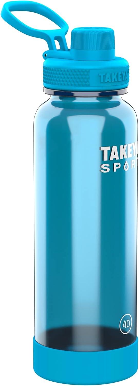 imageTakeya Tritan Sport Water Bottle with Spout Lid BPAFree ampamp DishwasherSafe Water Bottle Reusable Bottle with Lid Handle Simple LeakProof Water Bottle 32 oz Pink SweepChampionship Blue