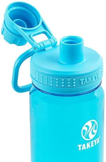 imageTakeya Tritan Sport Water Bottle with Spout Lid BPAFree ampamp DishwasherSafe Water Bottle Reusable Bottle with Lid Handle Simple LeakProof Water Bottle 40 oz Flutter PinkBreezy Blue