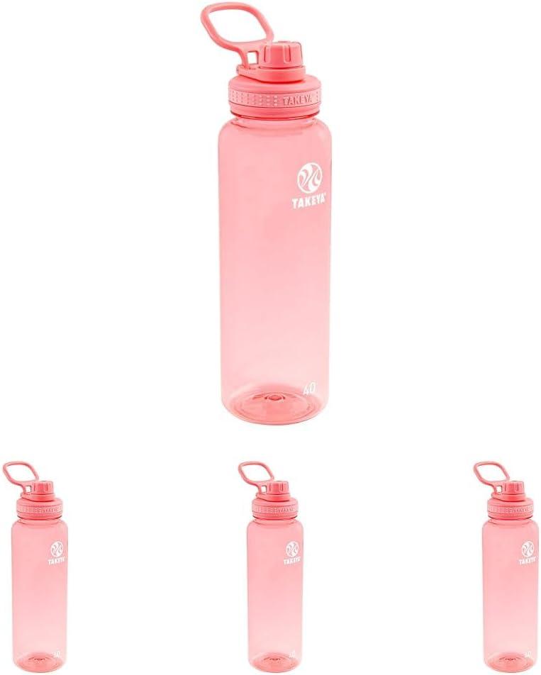 imageTakeya Tritan Sport Water Bottle with Spout Lid BPAFree ampamp DishwasherSafe Water Bottle Reusable Bottle with Lid Handle Simple LeakProof Water Bottle 40 oz Flutter PinkFlutter Pink