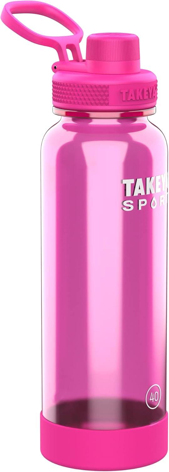 imageTakeya Tritan Sport Water Bottle with Spout Lid BPAFree ampamp DishwasherSafe Water Bottle Reusable Bottle with Lid Handle Simple LeakProof Water Bottle 32 oz Pink SweepPink Sweep