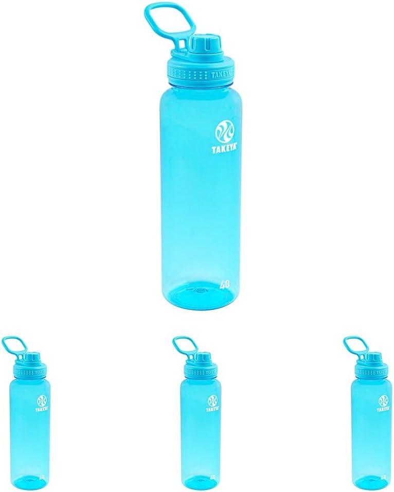 imageTakeya Tritan Sport Water Bottle with Spout Lid BPAFree ampamp DishwasherSafe Water Bottle Reusable Bottle with Lid Handle Simple LeakProof Water Bottle 40 oz Flutter PinkBreezy Blue