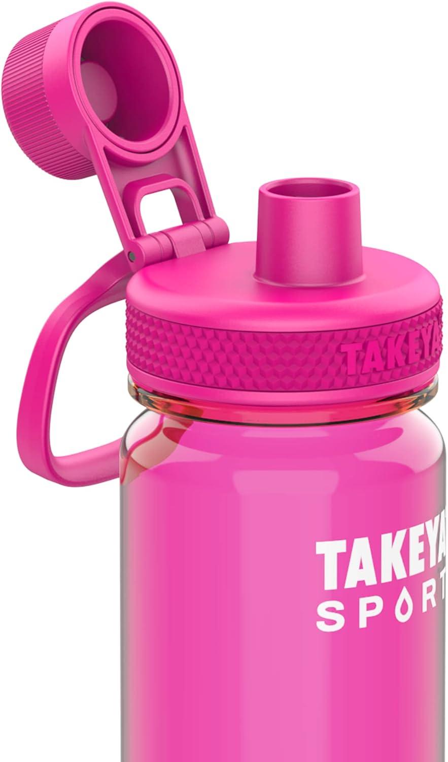 imageTakeya Tritan Sport Water Bottle with Spout Lid BPAFree ampamp DishwasherSafe Water Bottle Reusable Bottle with Lid Handle Simple LeakProof Water Bottle 32 oz Pink SweepPink Sweep