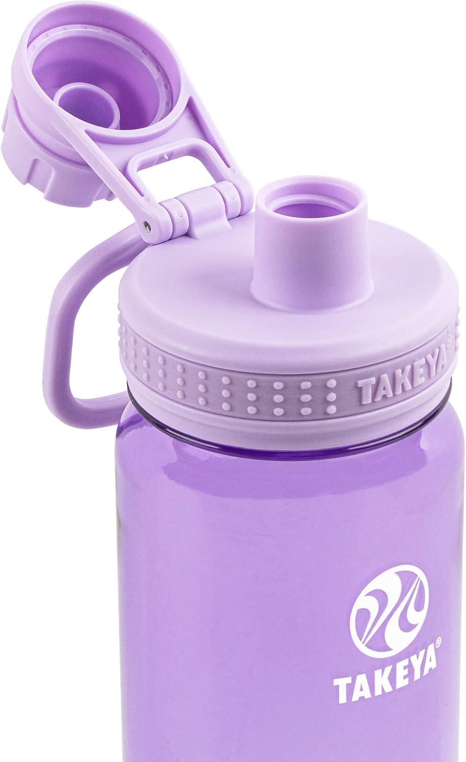 imageTakeya Tritan Sport Water Bottle with Spout Lid BPAFree ampamp DishwasherSafe Water Bottle Reusable Bottle with Lid Handle Simple LeakProof Water Bottle 40 oz Flutter PinkVivacity Purple