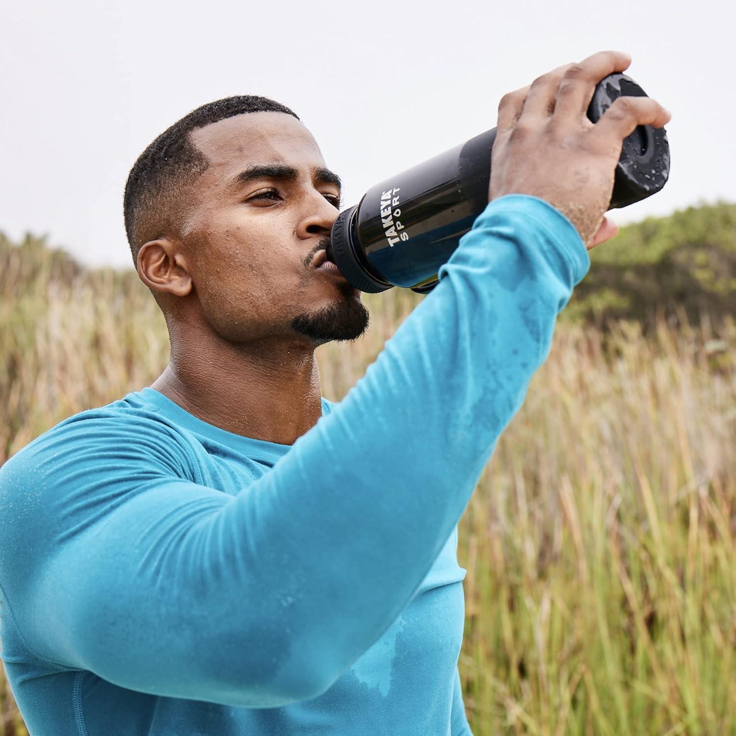 imageTakeya Tritan Sport Water Bottle with Spout Lid BPAFree ampamp DishwasherSafe Water Bottle Reusable Bottle with Lid Handle Simple LeakProof Water Bottle 32 oz Pink SweepGrand Slam Black