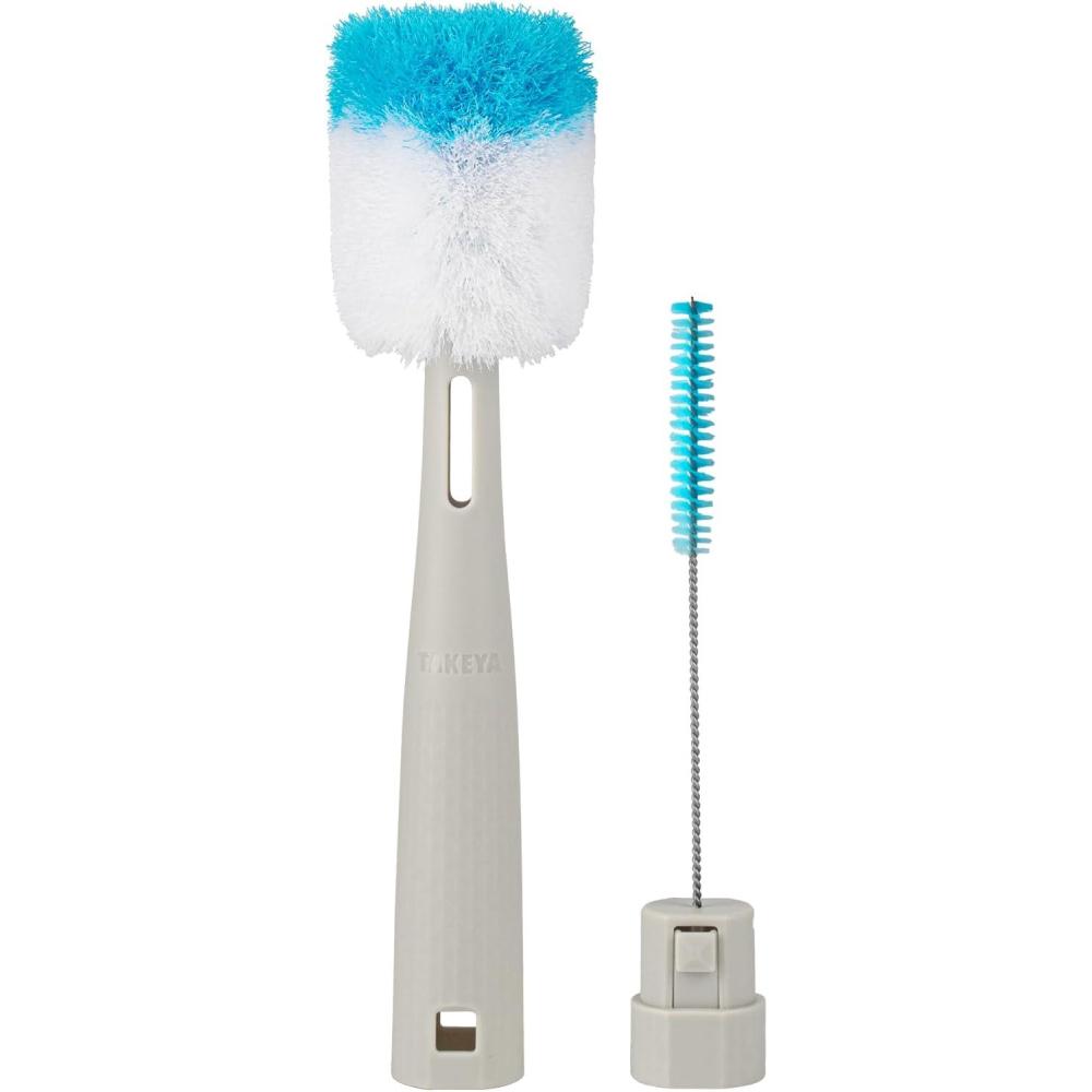 imageTakeya 2in1 Bottle Cleaning Brush Durable Bottle Cleaning Supplement Cleaning Brush with Large Brush Long Handle ampamp Straw Brush Lightweight Brush with EasyGrip Handle Grey