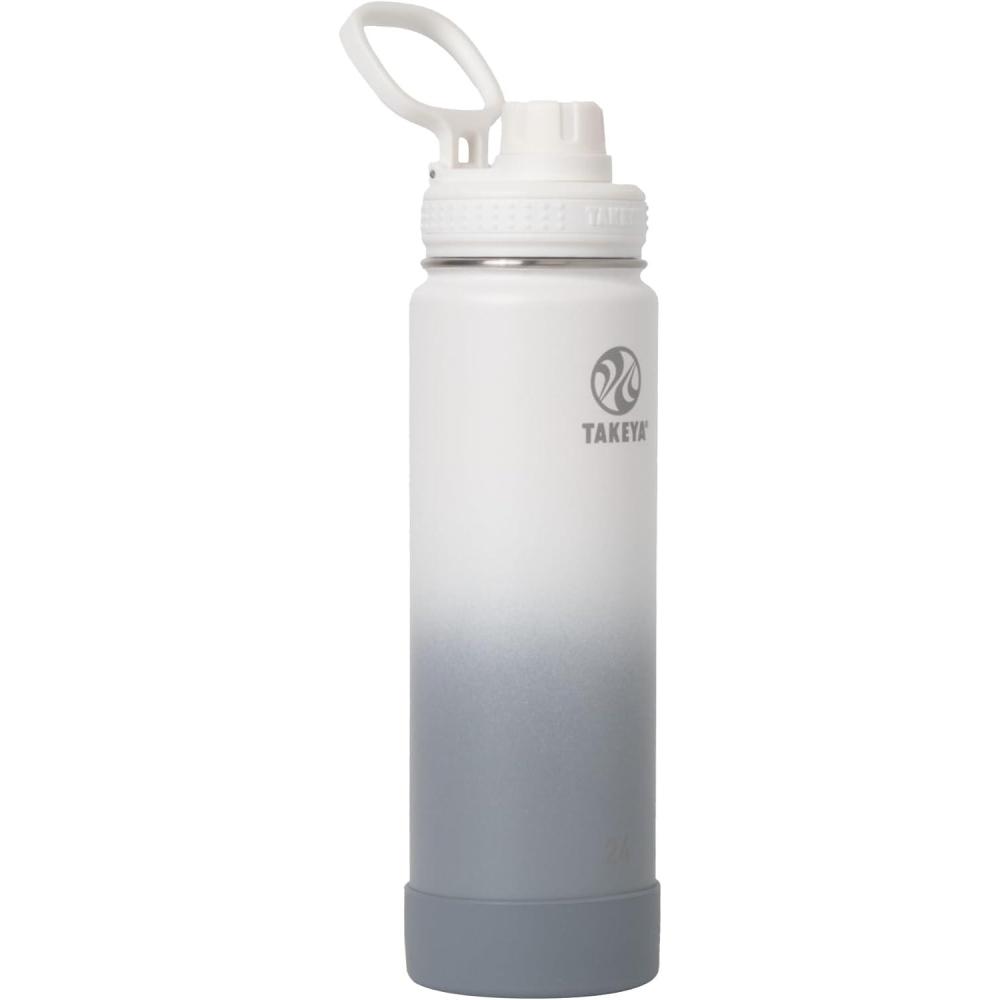 imageTakeya Actives Water Bottle with Spout Lid Bottle with Double Stainless Steel Insulation Dishwasher Safe ampamp BPAFree Bottle with Spout Lid ampamp Removable Bumper 24 oz BluestoneOmbre Morning Mist