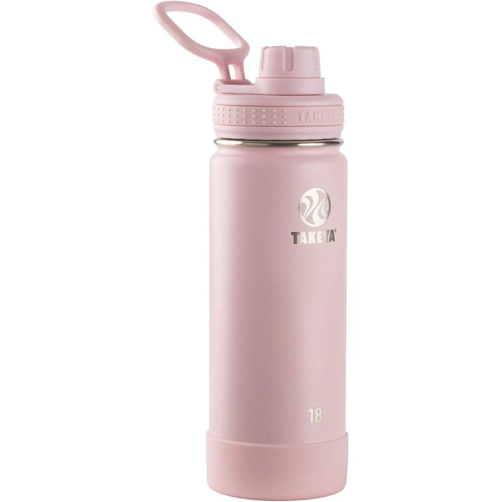 imageTakeya Actives Water Bottle with Spout Lid  Bottle with Double Stainless Steel Insulation  Dishwasher Safe ampamp BPAFree  Bottle with Spout Lid ampamp Removable Bumper  24 oz BluestoneBlush