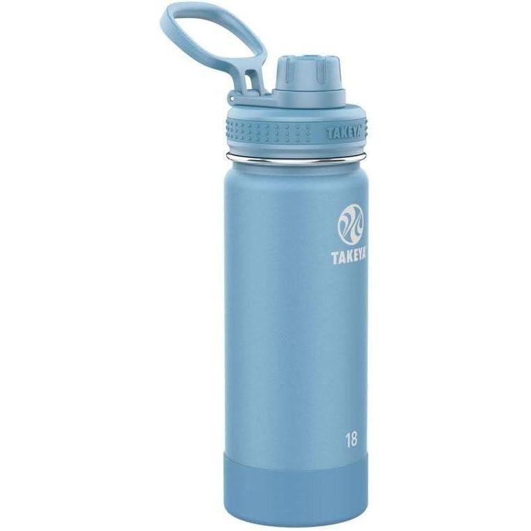 imageTakeya Actives Water Bottle with Spout Lid Bottle with Double Stainless Steel Insulation Dishwasher Safe ampamp BPAFree Bottle with Spout Lid ampamp Removable Bumper 24 oz BluestoneBluestone