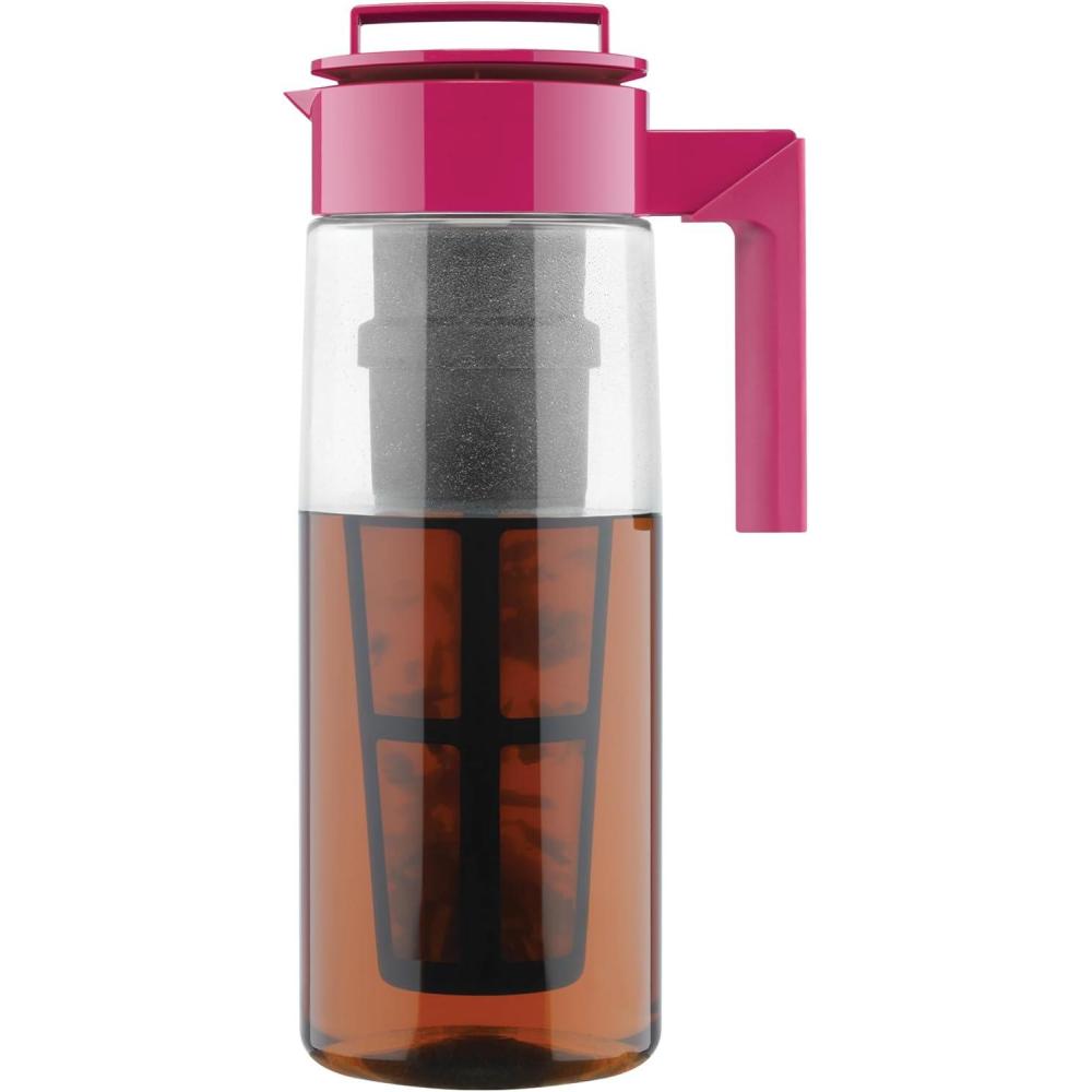 imageTakeya Flash Chill Iced Tea Maker Airtight ampamp Durable Iced Tea Maker Jug with Silicone Carry Handle LeakProof ampamp Lightweight Tea Infuser with Patented Flash Chill Technology 1 Quart BlackRaspberry