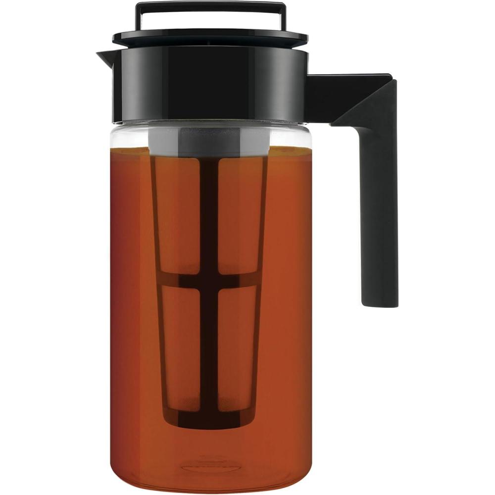 imageTakeya Flash Chill Iced Tea Maker Airtight ampamp Durable Iced Tea Maker Jug with Silicone Carry Handle LeakProof ampamp Lightweight Tea Infuser with Patented Flash Chill Technology 1 Quart BlackBlack
