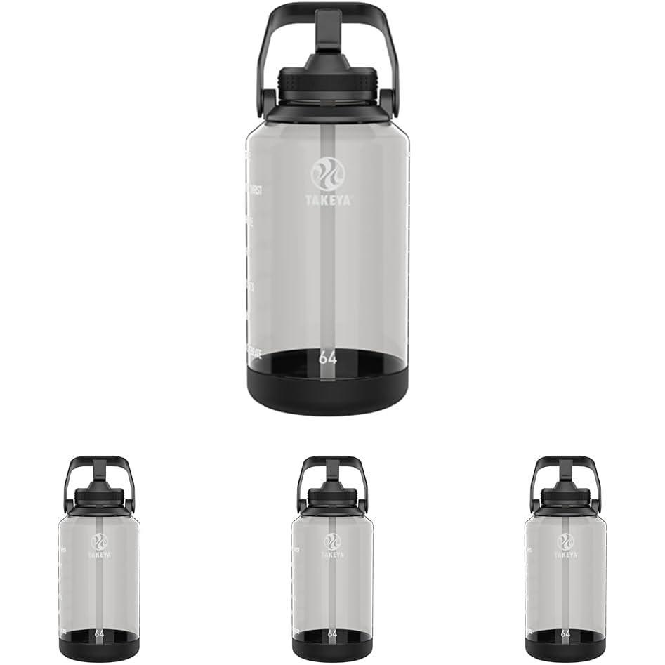 imageTakeya Tritan Motivational Water Bottle with Straw Lid Durable BPAFree With Time Marker Leakproof ampamp NonSlip Bumper 64 oz Vivacity PurpleMulti