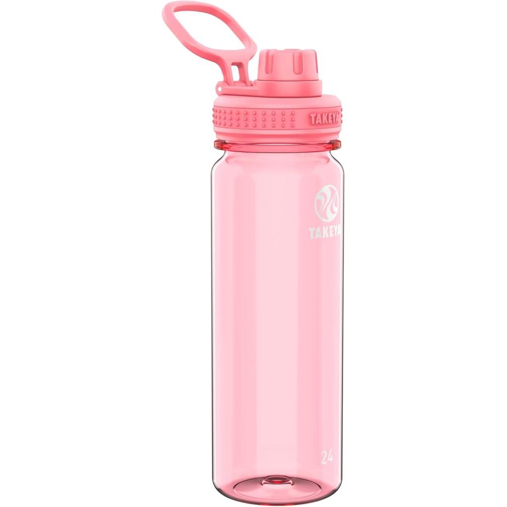 imageTakeya Tritan Sport Water Bottle with Spout Lid BPAFree ampamp DishwasherSafe Water Bottle Reusable Bottle with Lid Handle Simple LeakProof Water Bottle 40 oz Flutter PinkFlutter Pink