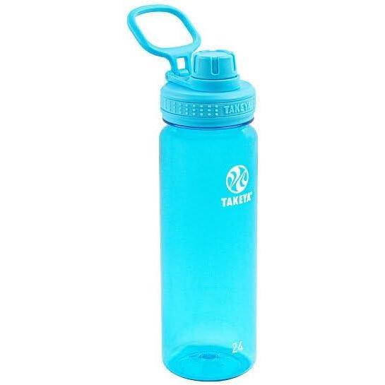 imageTakeya Tritan Sport Water Bottle with Spout Lid BPAFree ampamp DishwasherSafe Water Bottle Reusable Bottle with Lid Handle Simple LeakProof Water Bottle 40 oz Flutter PinkBreezy Blue