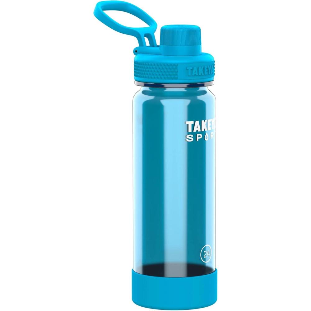imageTakeya Tritan Sport Water Bottle with Spout Lid BPAFree ampamp DishwasherSafe Water Bottle Reusable Bottle with Lid Handle Simple LeakProof Water Bottle 32 oz Pink SweepChampionship Blue