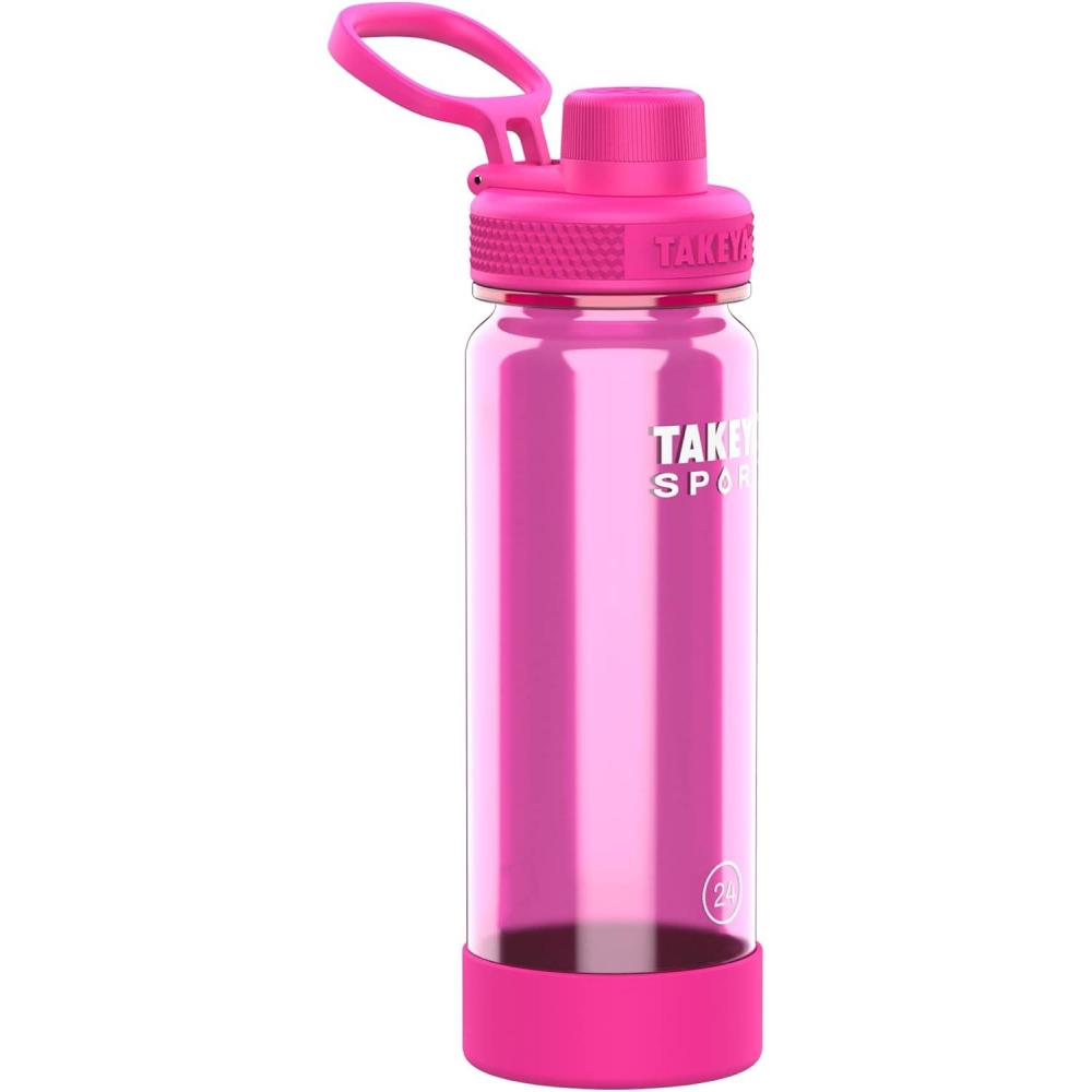 imageTakeya Tritan Sport Water Bottle with Spout Lid  BPAFree ampamp DishwasherSafe Water Bottle  Reusable Bottle with Lid Handle  Simple LeakProof Water Bottle  32 oz Pink SweepPink Sweep