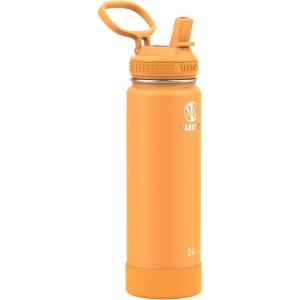 Takeya Actives 24 oz Water Bottle with Straw Lid – Double Wall Stainless Steel Insulation – Dishwasher Safe & BPA-Free – Removable Bumper – Blush(Honeycomb)