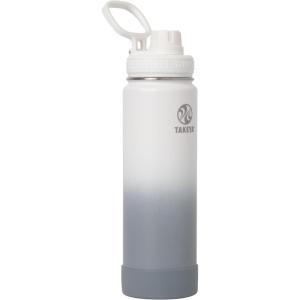 Takeya Actives Water Bottle with Spout Lid – Bottle with Double Stainless Steel Insulation – Dishwasher Safe & BPA-Free – Bottle with Spout Lid & Removable Bumper – 24 oz, Bluestone(Ombre Morning Mist)