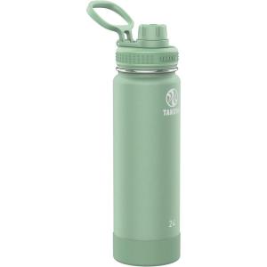 Takeya Actives Water Bottle with Spout Lid – Bottle with Double Stainless Steel Insulation – Dishwasher Safe & BPA-Free – Bottle with Spout Lid & Removable Bumper – 24 oz, Bluestone(Cucumber)