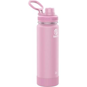 Takeya Actives Water Bottle with Spout Lid – Bottle with Double Stainless Steel Insulation – Dishwasher Safe & BPA-Free – Bottle with Spout Lid & Removable Bumper – 24 oz, Bluestone(Pink Lavender)