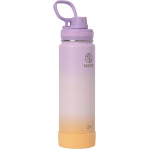 Takeya Actives Water Bottle with Spout Lid – Bottle with Double Stainless Steel Insulation – Dishwasher Safe & BPA-Free – Bottle with Spout Lid & Removable Bumper – 24 oz, Bluestone(Ombre Golden Hour)