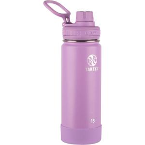 Takeya Actives Water Bottle with Spout Lid – Bottle with Double Stainless Steel Insulation – Dishwasher Safe & BPA-Free – Bottle with Spout Lid & Removable Bumper – 24 oz, Bluestone(Lilac)