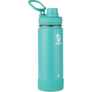 Takeya Actives Water Bottle with Spout Lid – Bottle with Double Stainless Steel Insulation – Dishwasher Safe & BPA-Free – Bottle with Spout Lid & Removable Bumper – 24 oz, Bluestone(Teal)