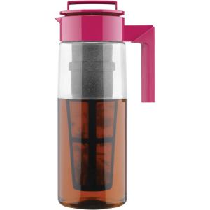 Takeya Flash Chill Iced Tea Maker – Airtight & Durable Iced Tea Maker Jug with Silicone Carry Handle – Leak-Proof & Lightweight Tea Infuser with Patented Flash Chill Technology – 1 Quart, Black(Raspberry)