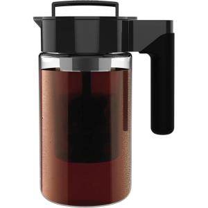Takeya Glass Cold Brew Coffee Maker for Iced Coffee, Airtight Pitcher, Premium Quality, 1 Quart, Black Lid and Handle(1 Quart)