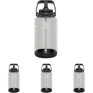 Takeya Tritan Motivational Water Bottle with Straw Lid – Durable, BPA-Free – With Time Marker – Leakproof & Non-Slip Bumper – 64 oz, Vivacity Purple(Multi)